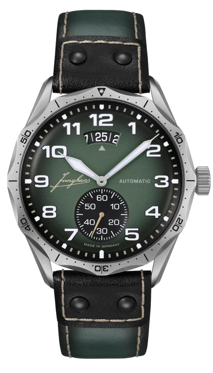 Pilot Automatic Dark Green Dial / Dark Green and Black Riveted Leather Strap Dar