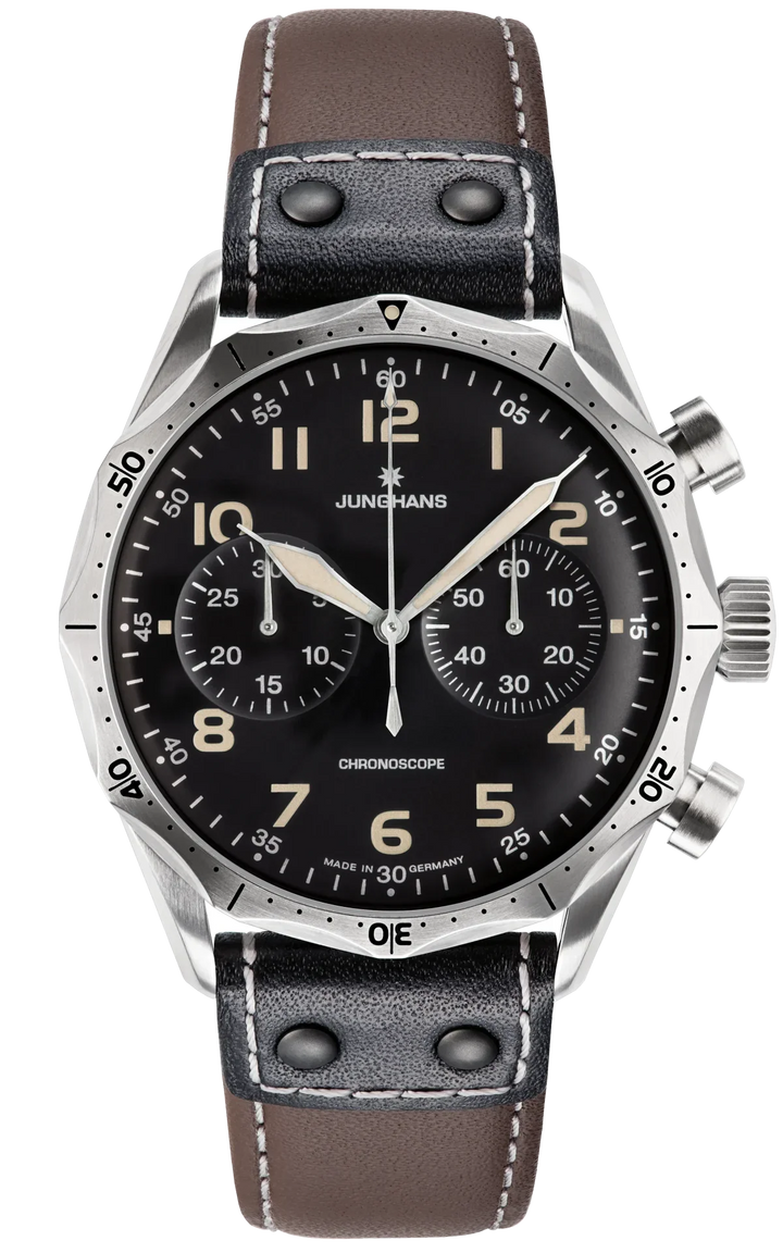 Pilot Chronoscope Black Dial / Riveted Brown and Black Leather Strap Black Dial