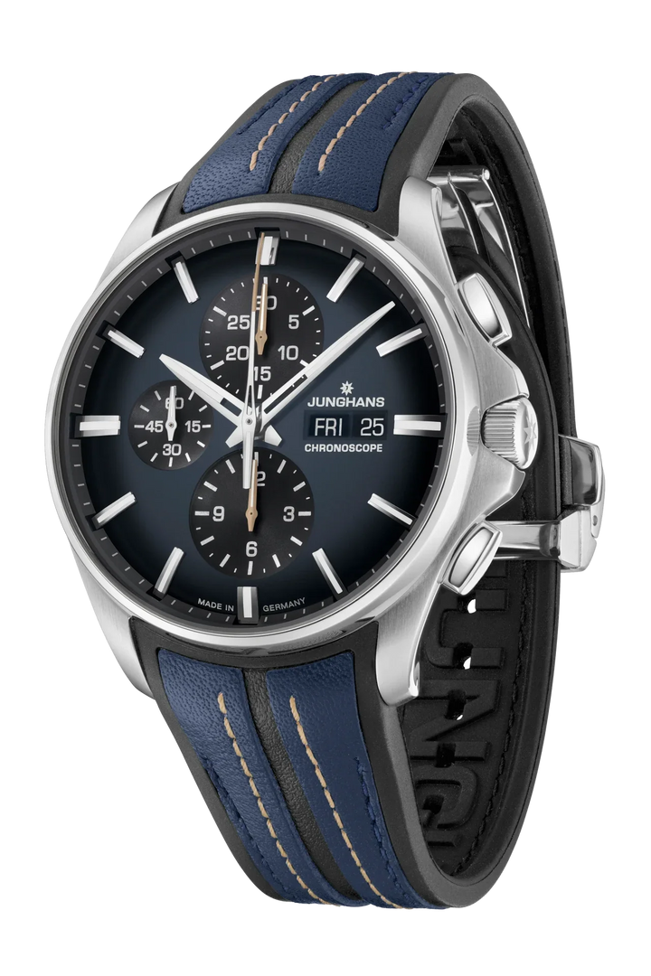Meister S Chronoscope Midnight Blue Dial / Blue-Black Rubber-Leather Strap Dark 