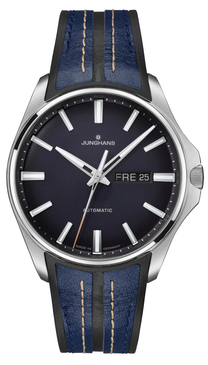 Meister S Automatic Midnight Blue Dial / Blue-Black Rubber-Leather Strap Midnigh