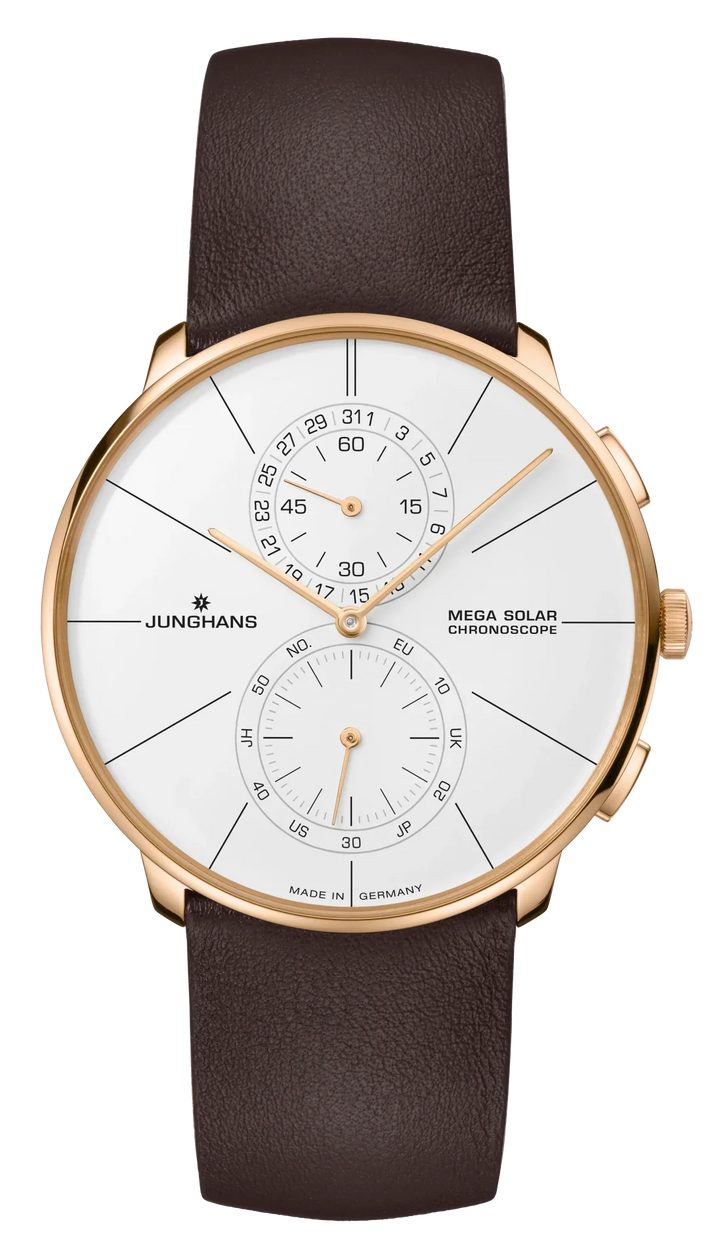 Meister Fein Chronoscope Mega Solar White Dial / Dark Brown Leather White Dial