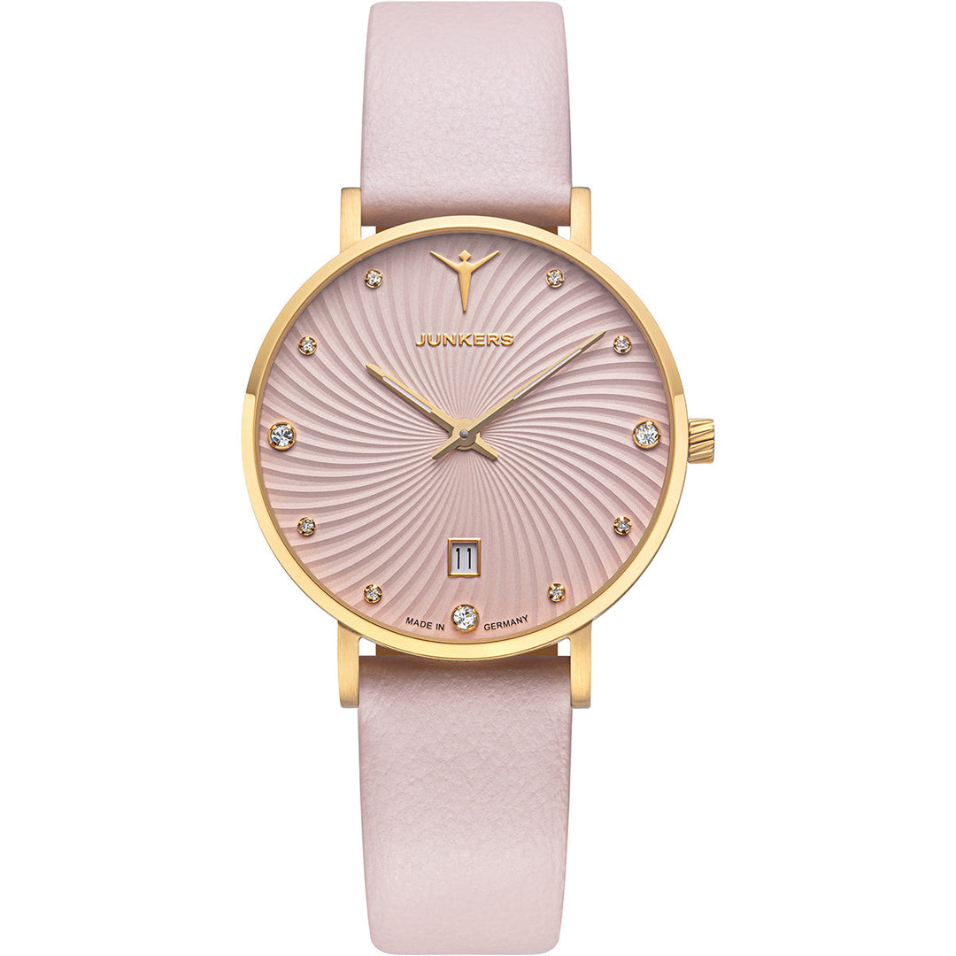 Junkers Annelise 34 Pink Wave Dial / Pink Leather Strap Pink Dial