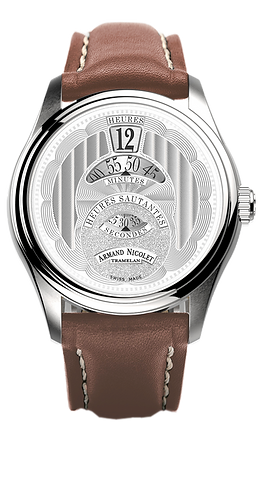 MO2-HS2 Jumping Hour Silver Dial / Brown Leather Strap Silver Dial