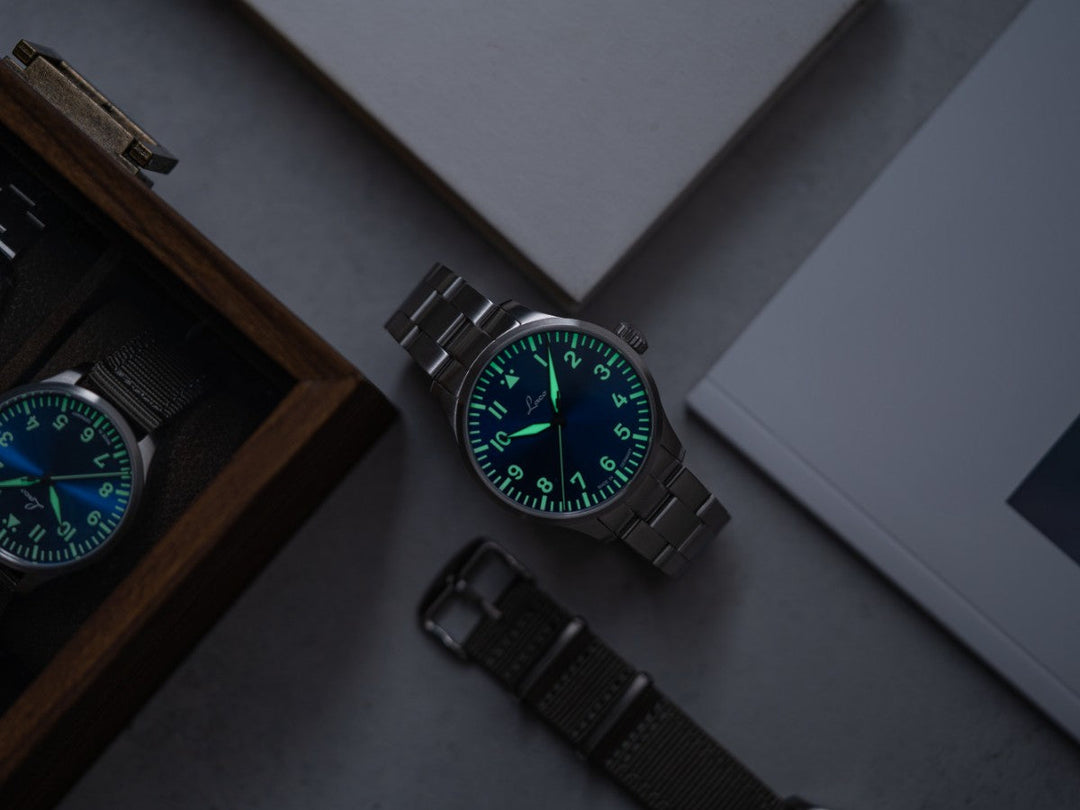 Augsburg Blaue Stunde 42 MB metal strap Blue Dial