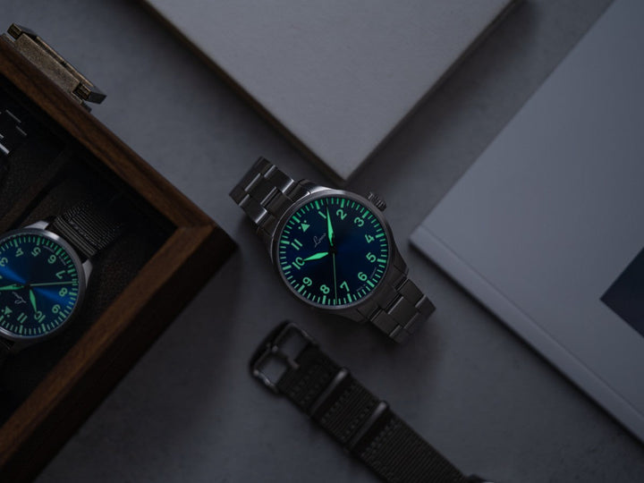 Augsburg Blaue Stunde 42 MB metal strap Blue Dial
