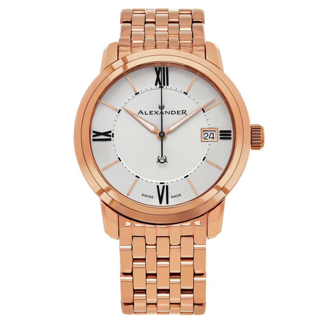 Macedon A111B Stainless Steel Rose Gold Tone Case on Stainless Steel Rose Gold T