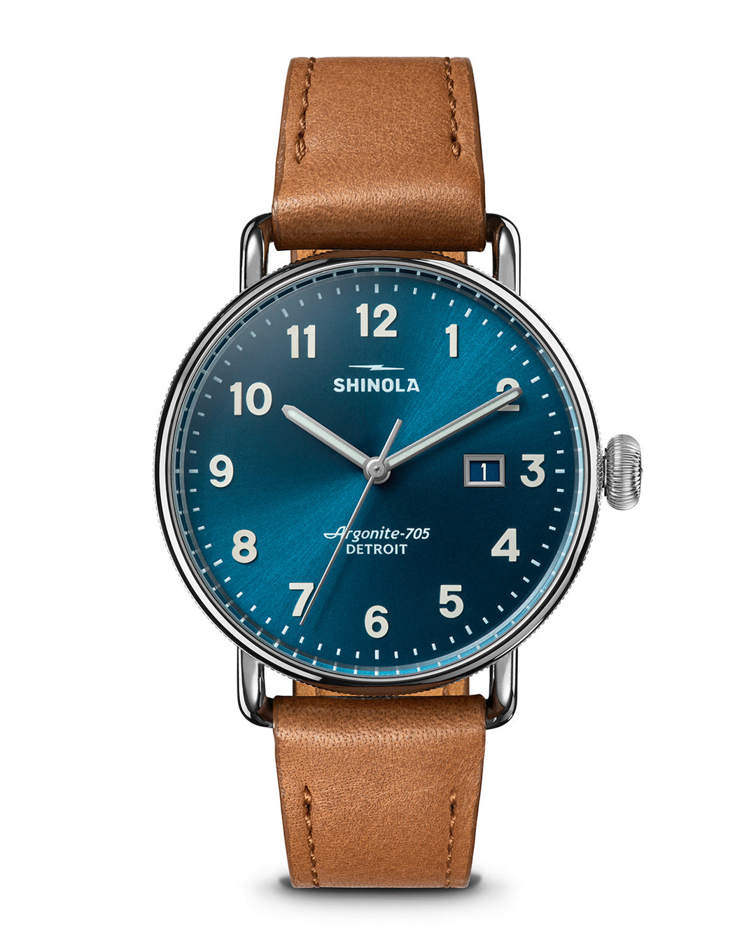 Shinola Canfield 3HD 38mm, Tan Leather Strap (Astro Blue)