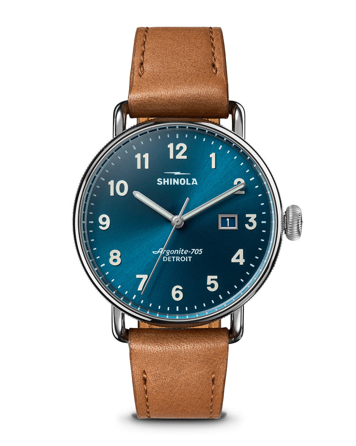 Shinola Canfield 3HD 38mm, Tan Leather Strap (Astro Blue)