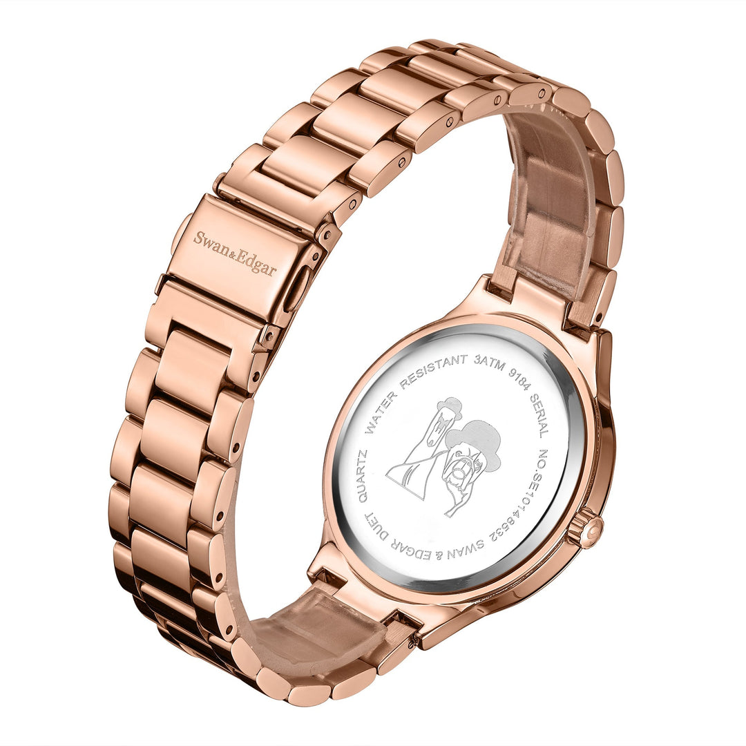 Duet Rose Dial Rose Gold Steel Bracelet 38mm Rose Dial
