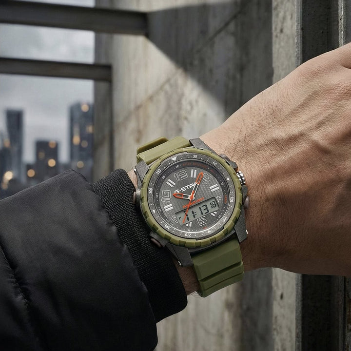 Ops01 Ana-Digi Gray Dial / Olive Green Silicone Strap Gray Dial