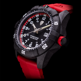 Carbon Dive CARBON CASE/BLACK&RED DIAL/RED STRAP | Black Dial