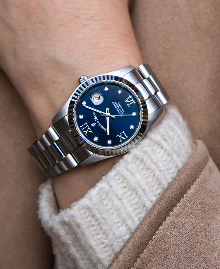 Inspiration Roman II Blue dial, stainless steel bracelet Blue Dial