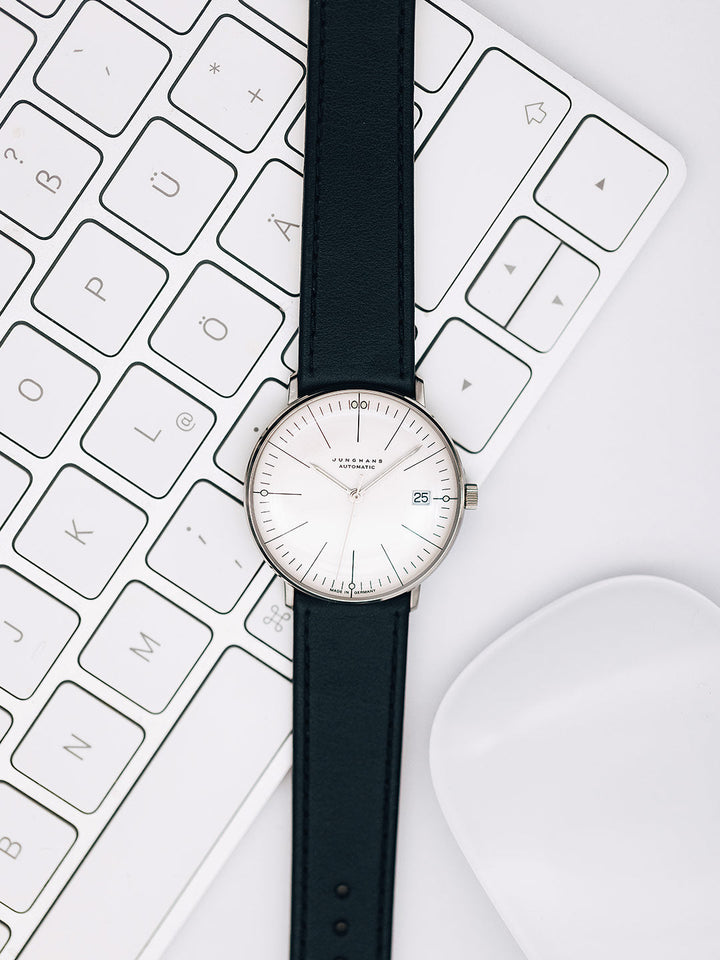 Max Bill Kleine Automatic Silver Dial / Black Leather Strap Silver Dial