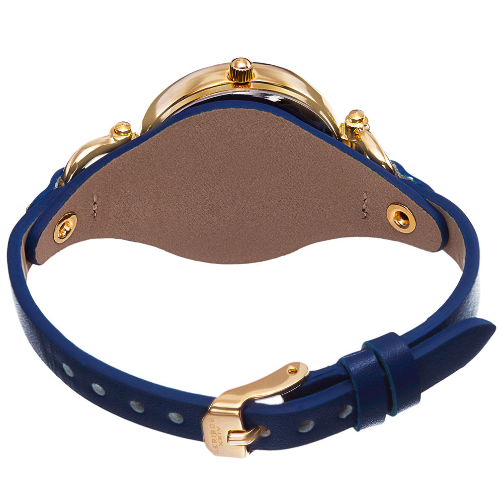 Casual-AK761BU Blue/Leather | Gold Dial