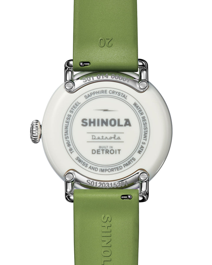 Detrola 3HD 41mm, Light Olive Rubber Strap Deep Olive Deep Olive Dial