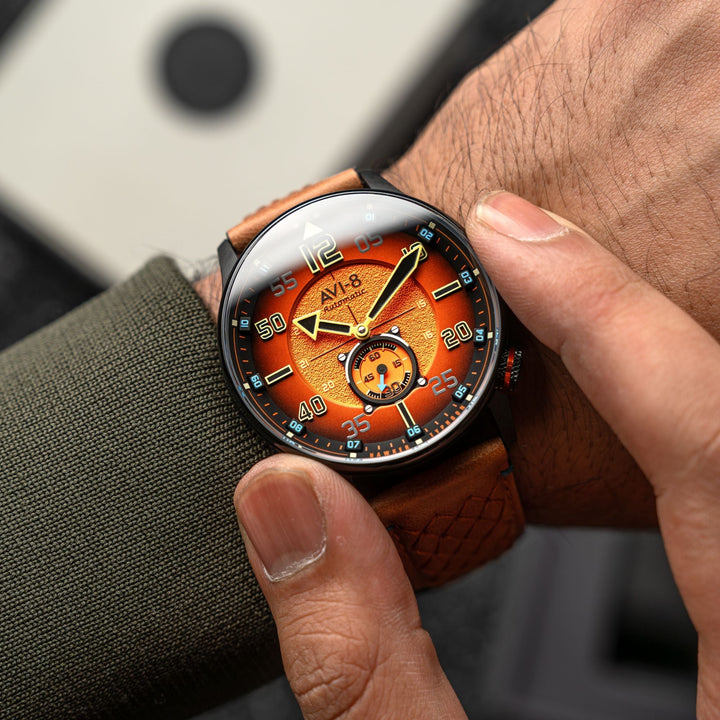 Hawker Typhoon Baldwin Automatic Orange / Brown Leather | Orange Dial