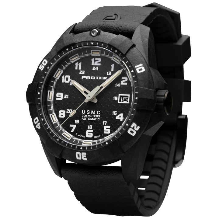 CARBON COMPOSITE USMC  AUTOMATIC DIVE 1210 SERIES CARBON CASE/BLACK DIAL/BLACK S