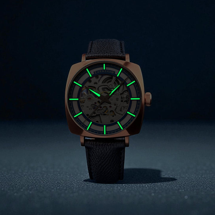 City Of London Moorgate Skeleton Automatic Rose Gold / Genuine Leather Strap | R