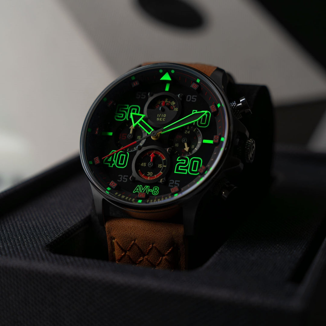 Coningham Chronograph Black / Leather Black Dial