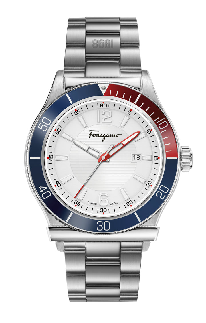 Ferragamo 1898 Sport 44mm / Silver / Silver | Silver Dial