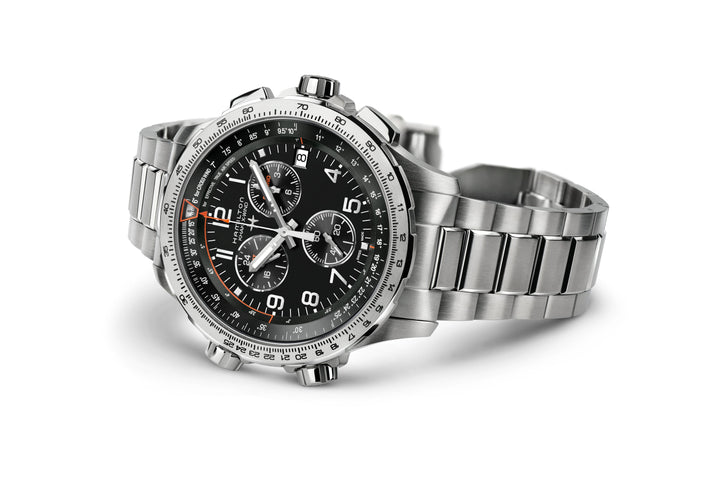 Khaki Aviation X-Wind GMT Chrono Quartz Silver-tone