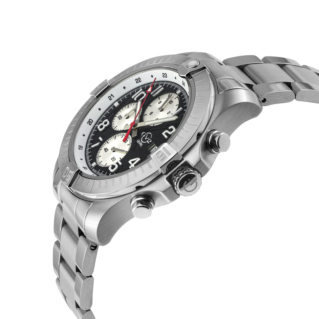 T38 GV2 Swiss Quartz Chronograph, 316L Case, Black Enamel Dial, 316L Bracelet | 