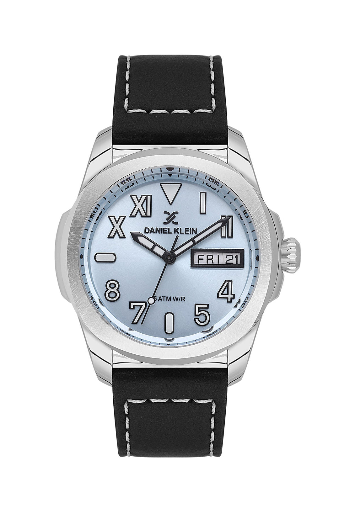 Premium Leather Aviator 5 ATM Silver / Blue Blue Dial