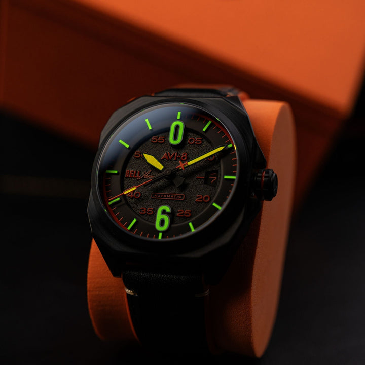 Bell X-1 Machbuster Automatic Black / Black Hybrid leather and rubber strap | Bl