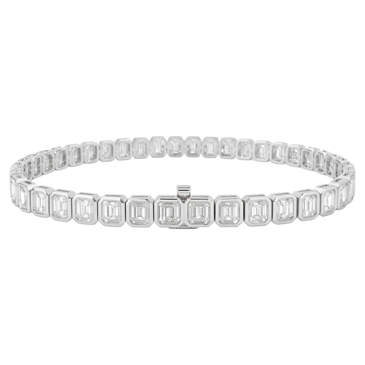 Bezel Set Emerald Diamond Tennis Bracelet