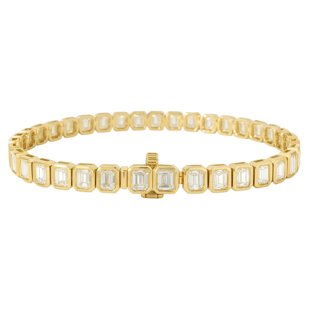 Bezel Set Emerald Diamond Tennis Bracelet