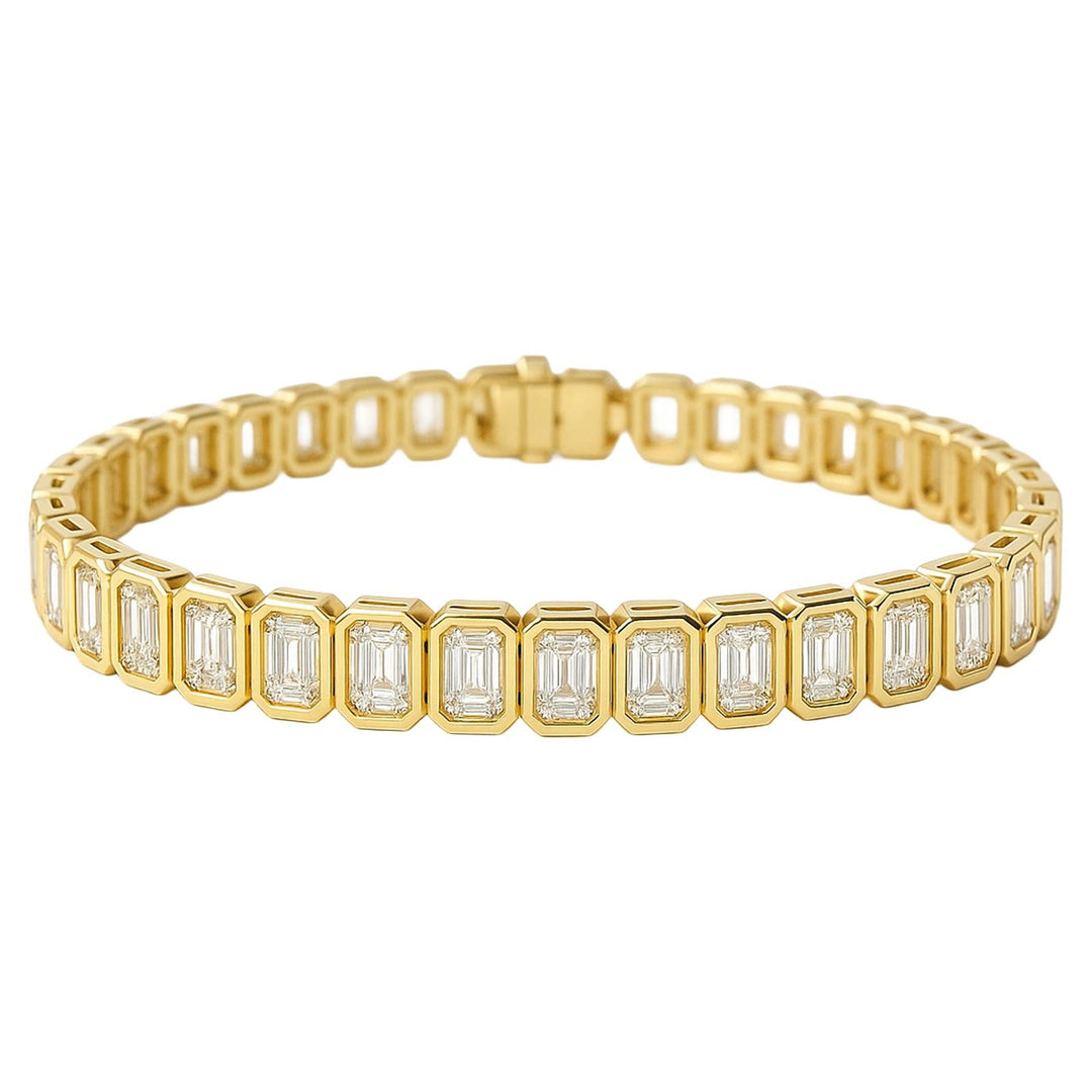 Bezel Set Emerald Diamond Tennis Bracelet