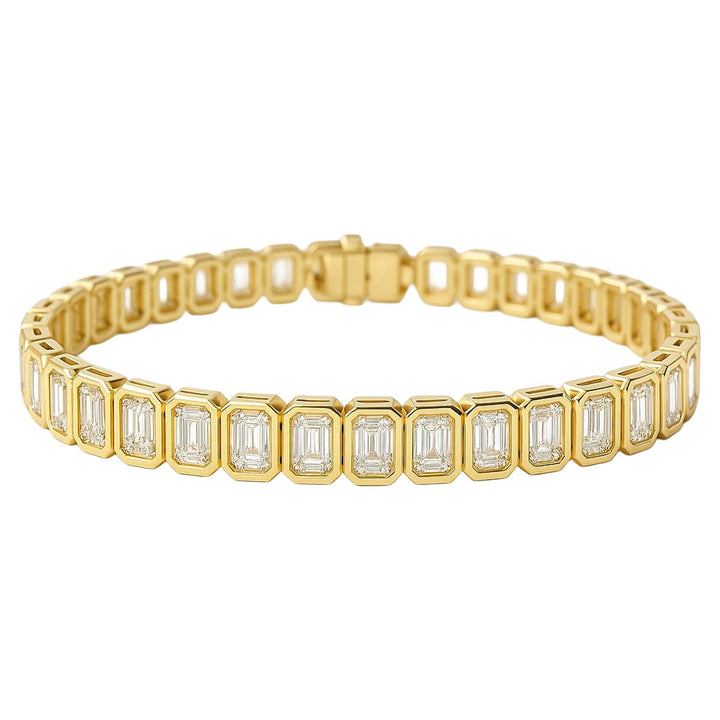 Bezel Set Emerald Diamond Tennis Bracelet