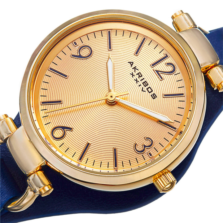Casual-AK761BU Blue/Leather | Gold Dial