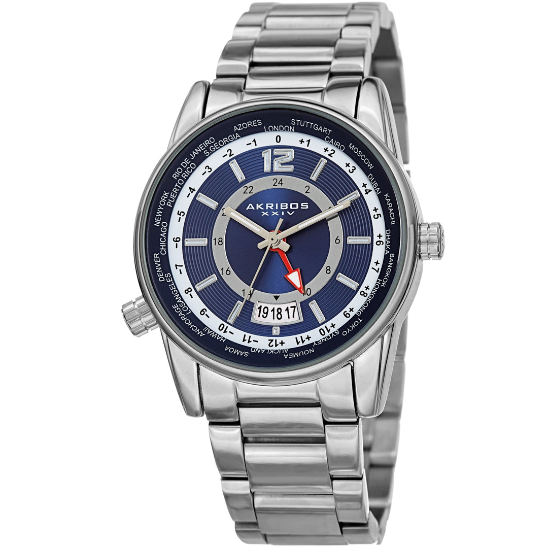 World Time Silver Tone/Stainless Steel | Blue Dial