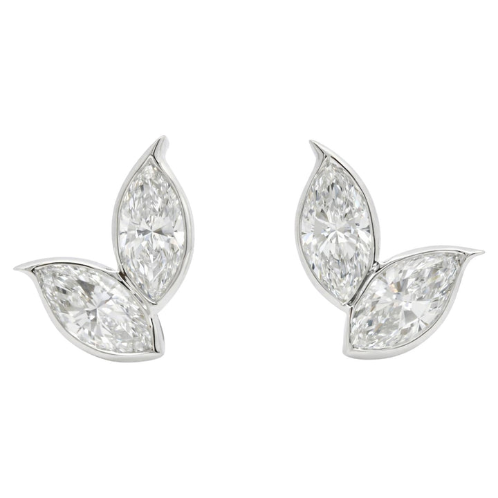 Marquise Diamond Leaf Stud Earrings