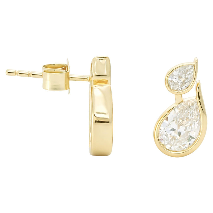 Double Pear Bezel Drop Earrings