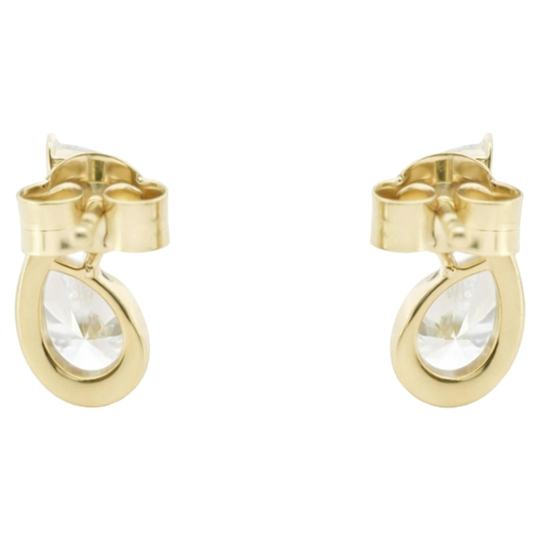 Double Pear Bezel Drop Earrings