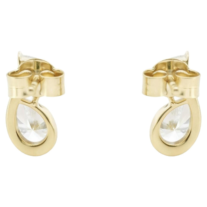 Double Pear Bezel Drop Earrings