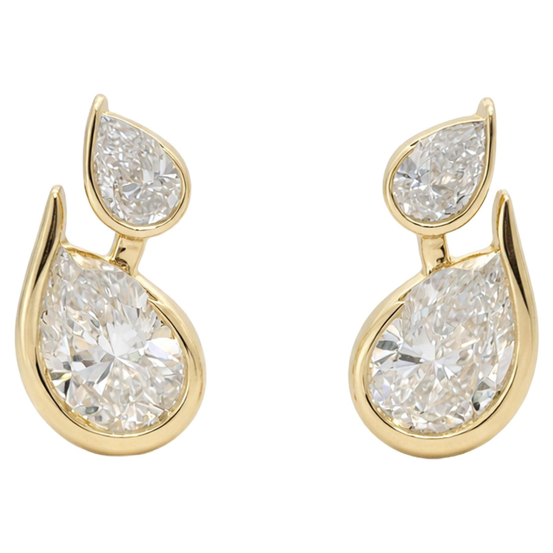 Double Pear Bezel Drop Earrings