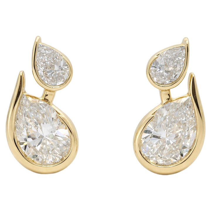 Double Pear Bezel Drop Earrings