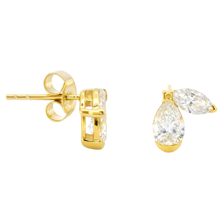 Twin Pear Diamond Stud Earrings
