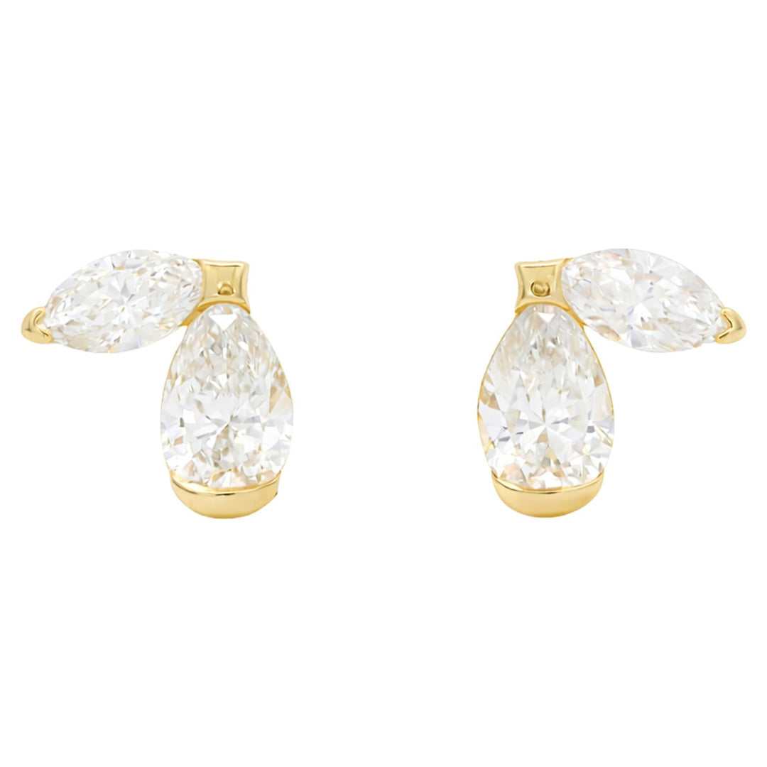 Twin Pear Diamond Stud Earrings
