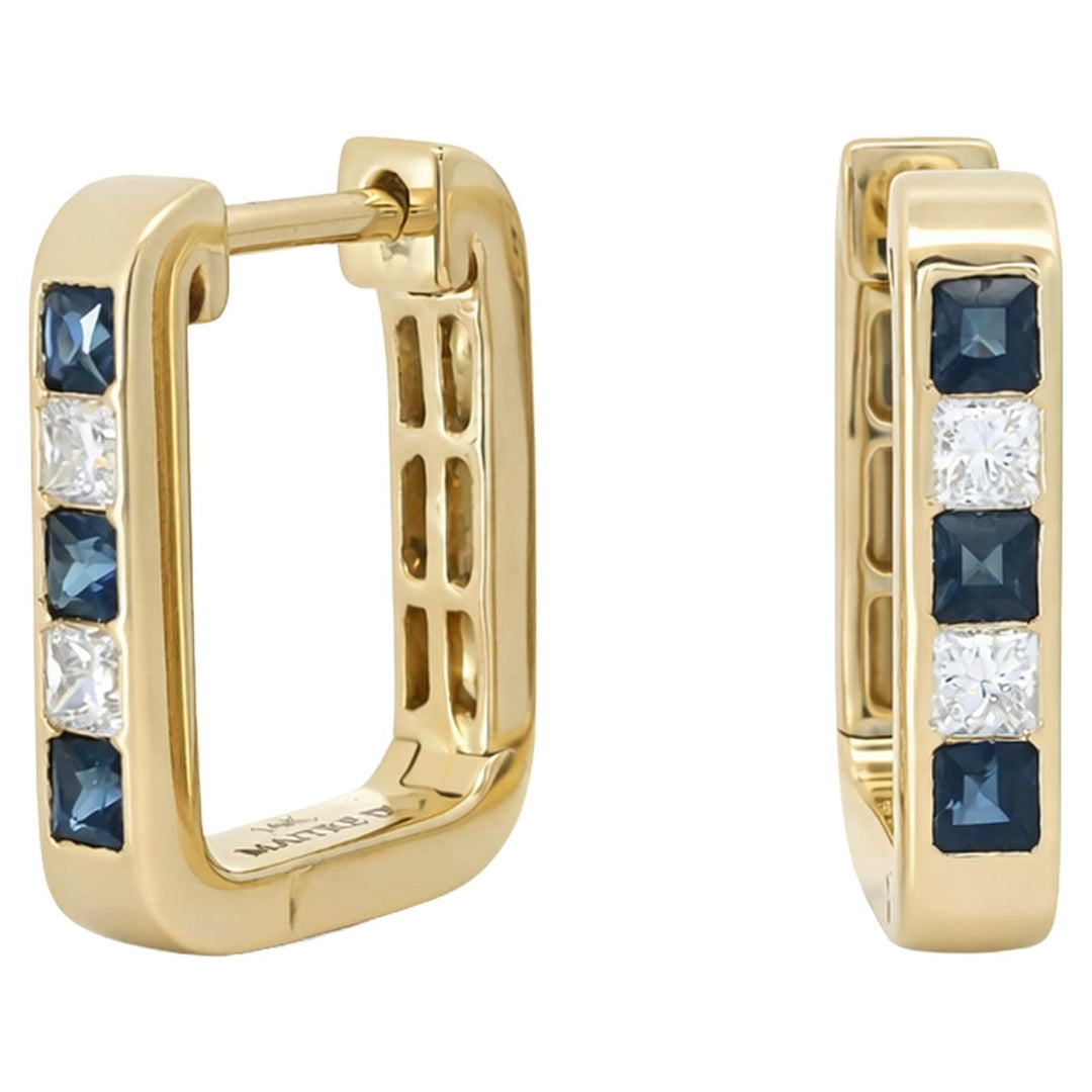 Sapphire & Diamond Channel Huggie Earrings