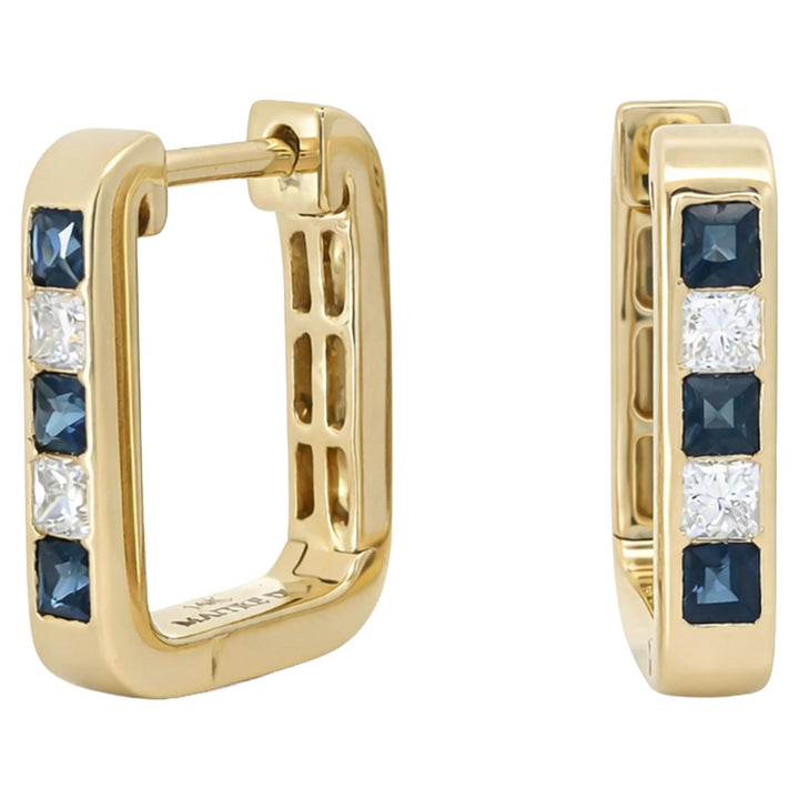 Sapphire & Diamond Channel Huggie Earrings