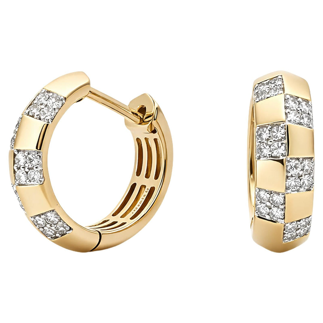 Alternating Diamond Link Huggie Earrings