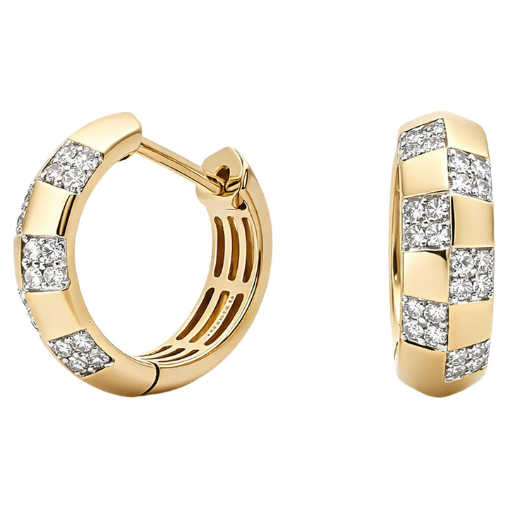 Alternating Diamond Link Huggie Earrings
