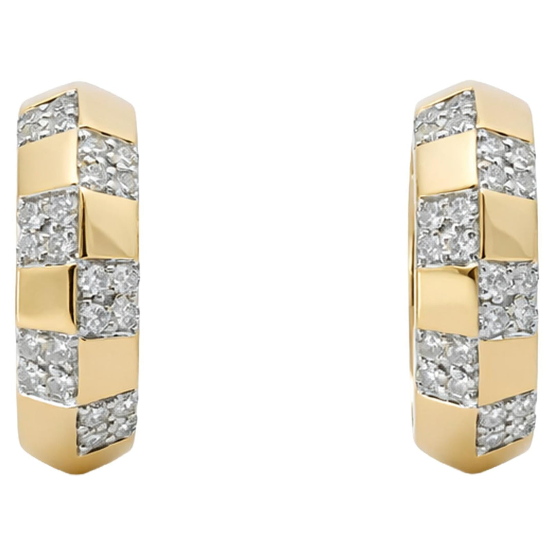 Alternating Diamond Link Huggie Earrings