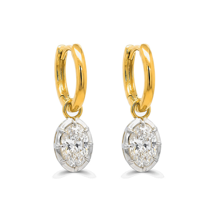 Oval Drop Huggie Earrings