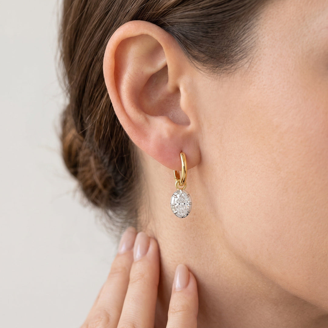 Oval Drop Huggie Earrings