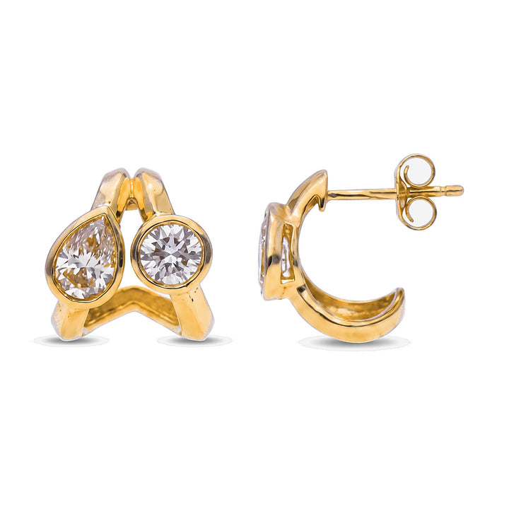 Pear & Round Diamond Earrings